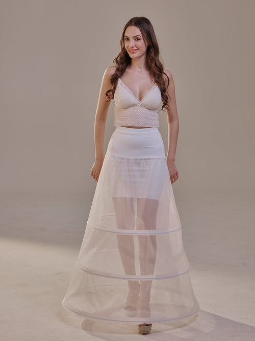 A-Line Wedding Dress Crinoline Skirt , 3 Hoops & Waist Corsage